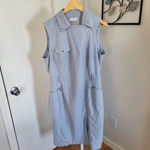 *SALE* Calvin Klein Asymmetrical Blue Moto Zip Dress Size 14w